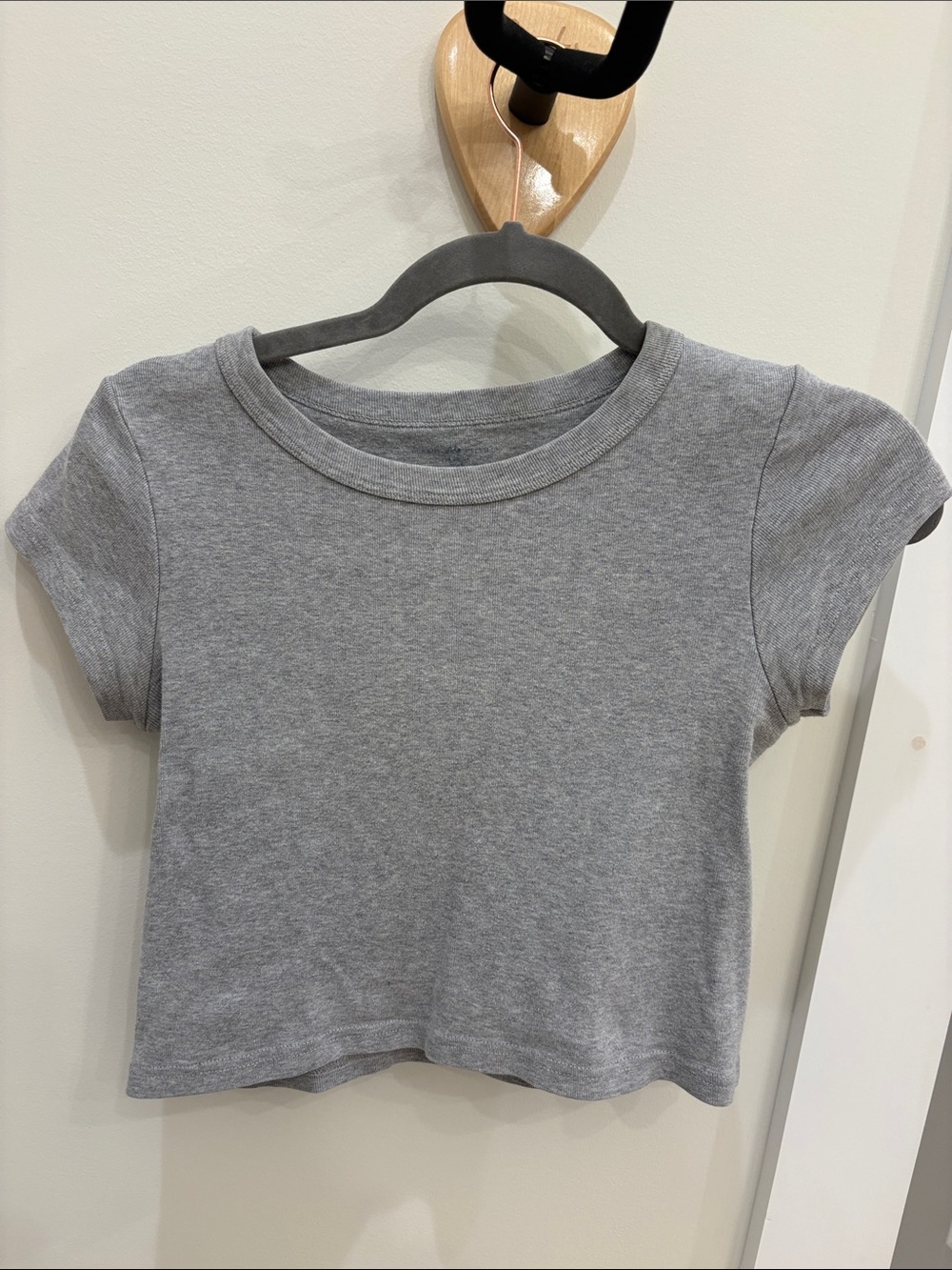 Gray Short Sleeve Crop Tee
